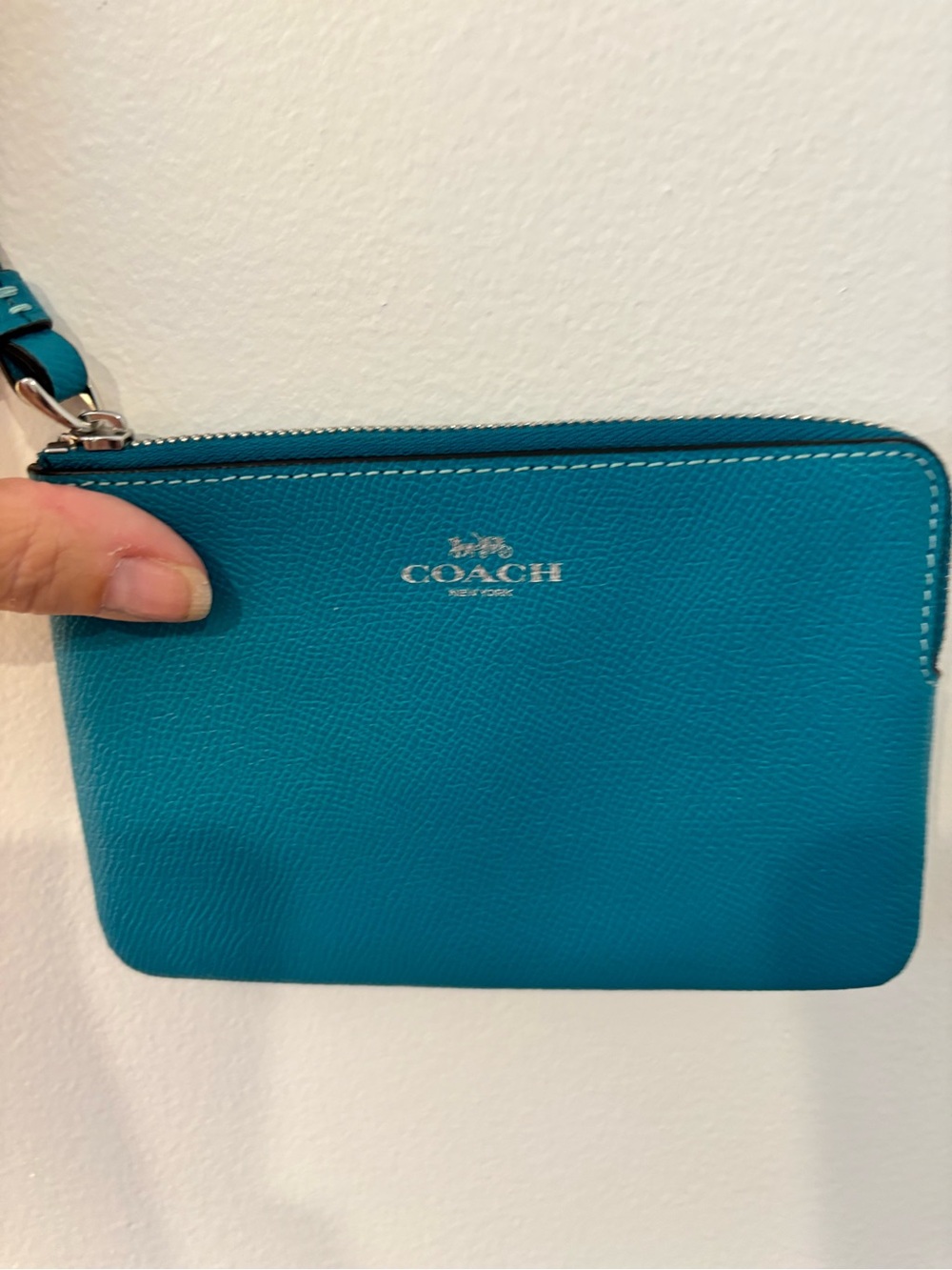 Coach Teal Leather Zip Wristlet